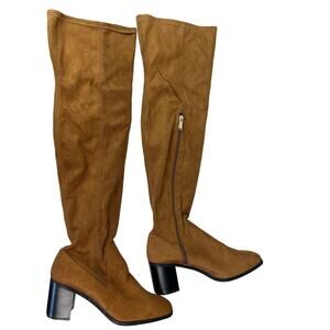 Zara Faux Suede Faux Suede Over the Knee Boots Size 38. Block heels
